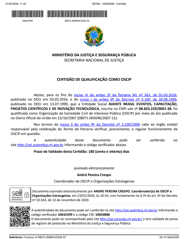 Certidão de Qualificação OSCIP